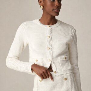 J. CREW Emilie Sweater Lady Jacket in Textured Cotton Blend SZ XL